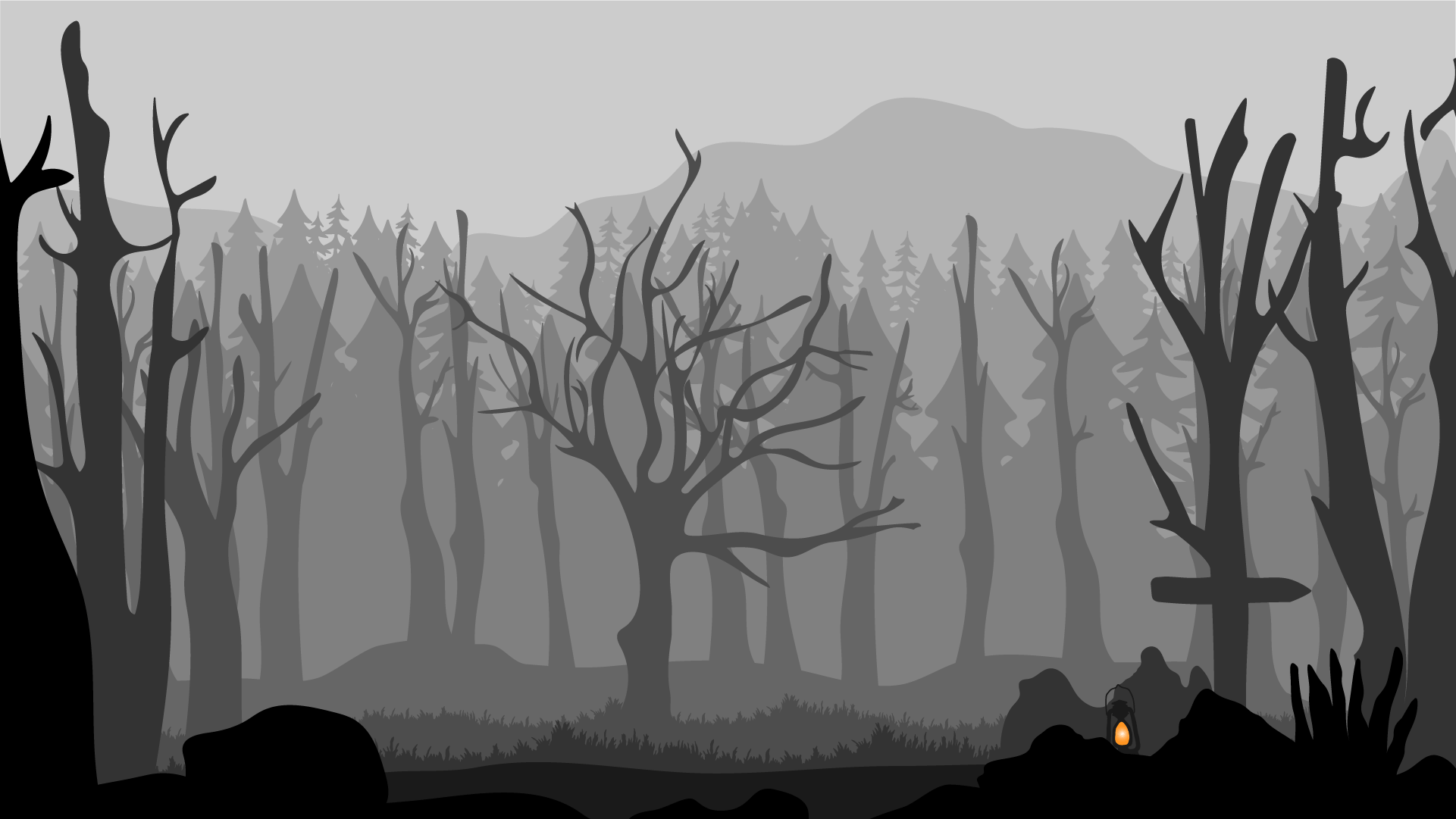 Illustration einer Waldlichtung / Illustration of a forest clearing