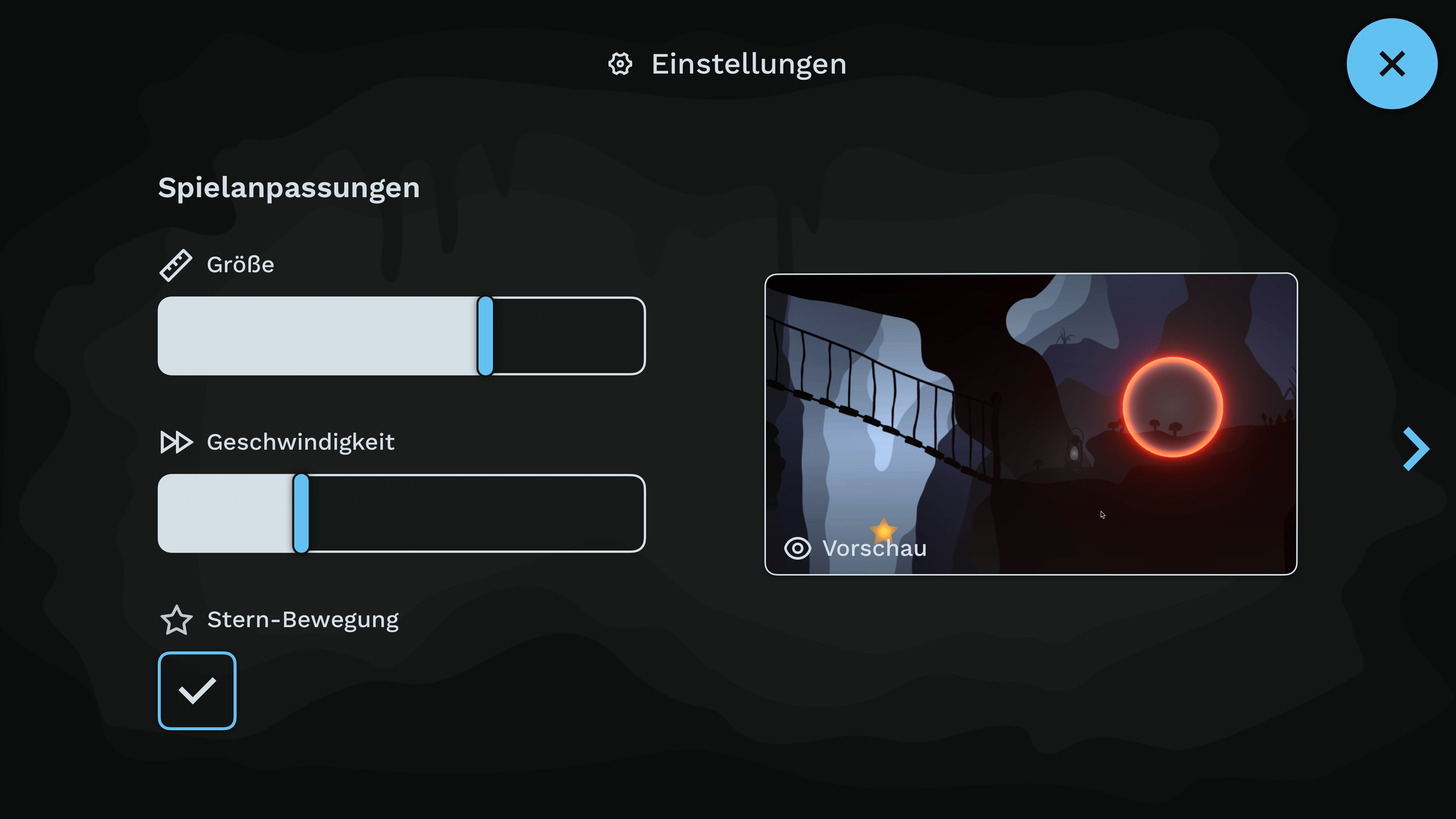 Spieleinstellungen / Settings of the game